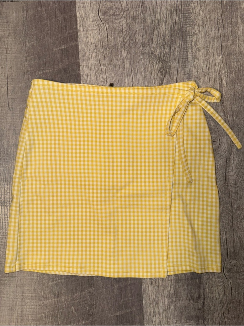 Hollister Yellow Gingham Tie-Waist Mini Skirt